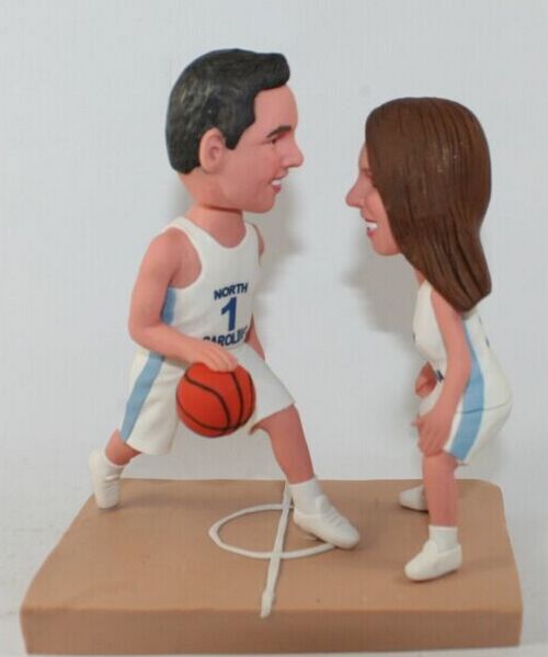 Custom cake topper playing basketball